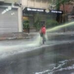 Woman Hit with Water Cannon in Turkey